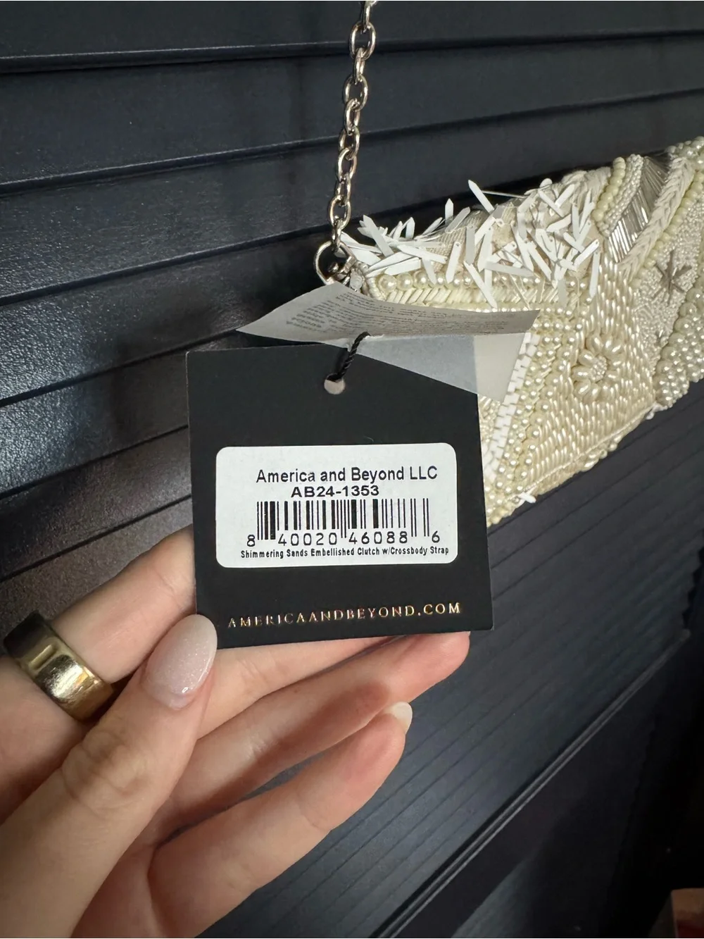 NWT America & Beyond Shimmering Sands Beaded Clutch